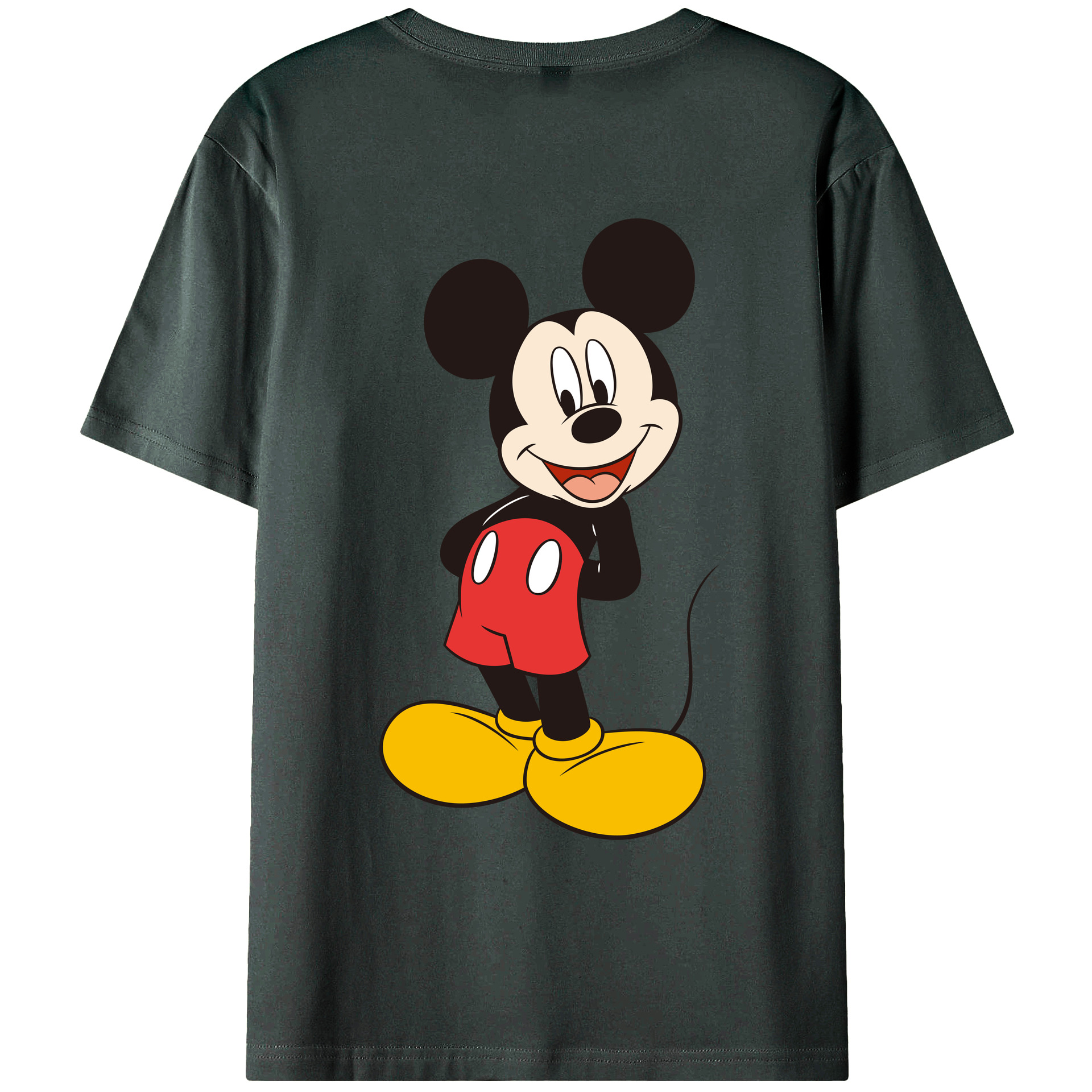 ミッキーマウス Mickey Mouse 綿100％ メンズ半袖Tシャツ（バックプリント） 通気性